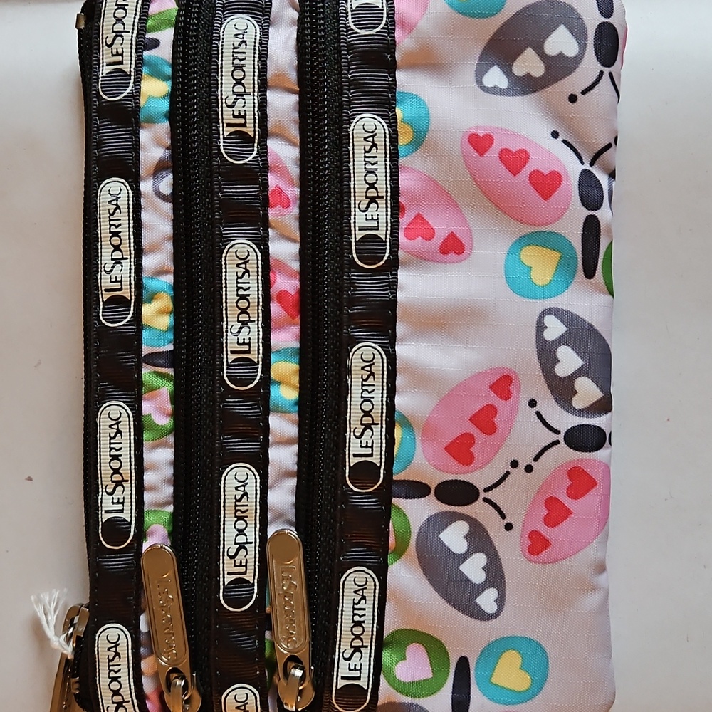 LeSportsac 3 Zip Pouch Cosmetic Bag NWOT